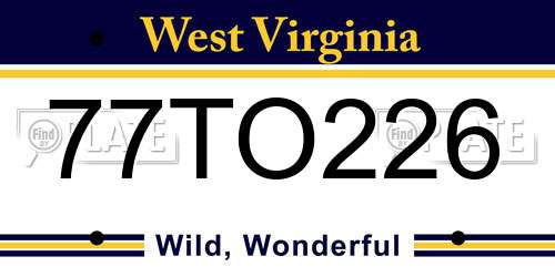 77TO226 West Virginia License Plate