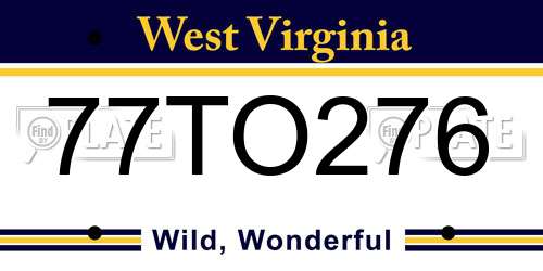 77TO276 West Virginia License Plate
