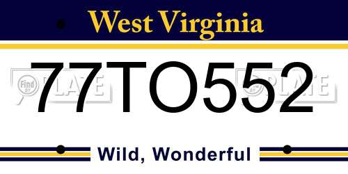 77TO552 West Virginia License Plate