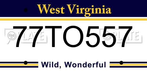 77TO557 West Virginia License Plate
