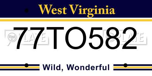 77TO582 West Virginia License Plate