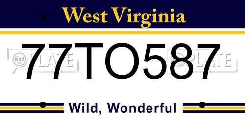 77TO587 West Virginia License Plate