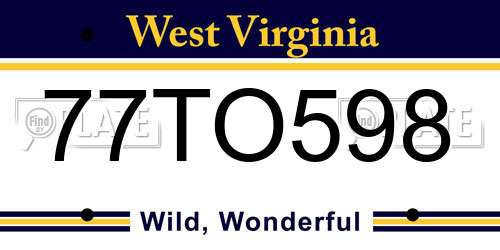 77TO598 West Virginia License Plate