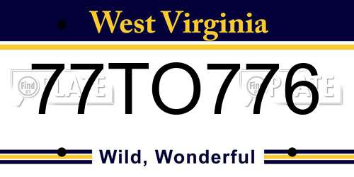 77TO776 West Virginia License Plate