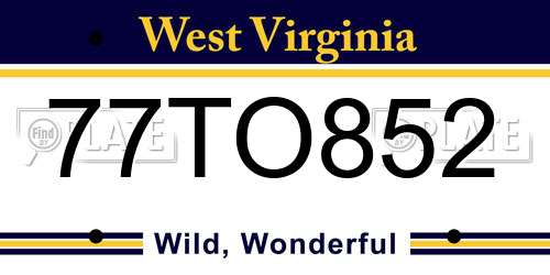 77TO852 West Virginia License Plate