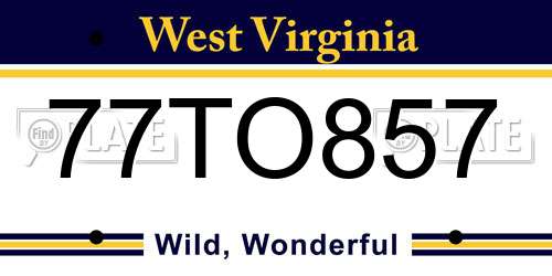 77TO857 West Virginia License Plate