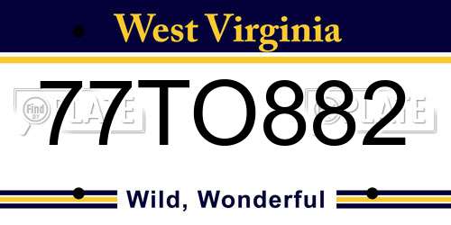 77TO882 West Virginia License Plate