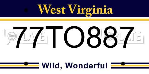 77TO887 West Virginia License Plate