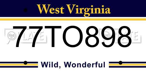 77TO898 West Virginia License Plate