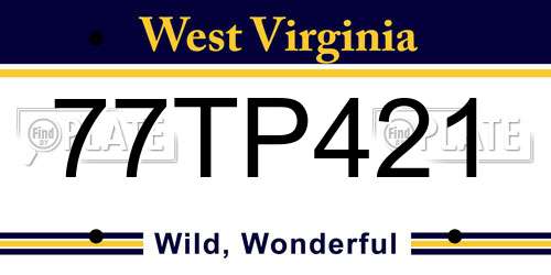 77TP421 West Virginia License Plate