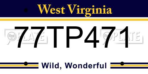 77TP471 West Virginia License Plate
