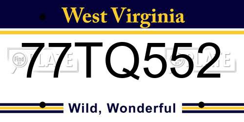 77TQ552 West Virginia License Plate