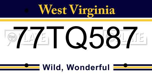77TQ587 West Virginia License Plate