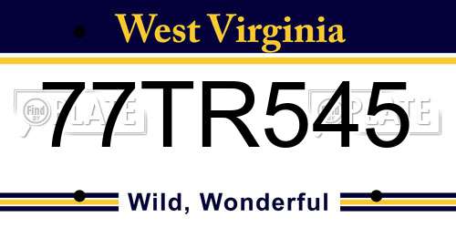 77TR545 West Virginia License Plate