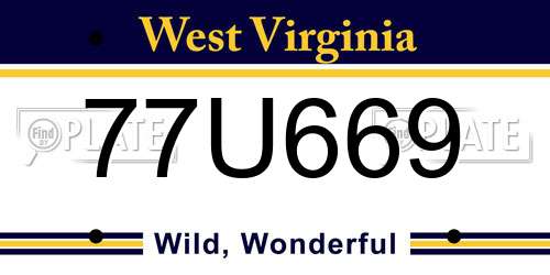 77U669 West Virginia License Plate