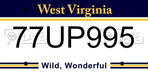 77UP995 West Virginia License Plate