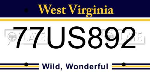 77US892 West Virginia License Plate