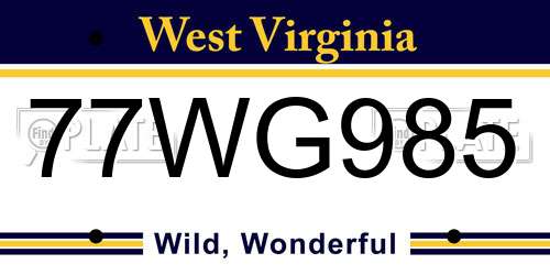 77WG985 West Virginia License Plate