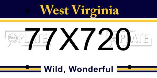 77X720 West Virginia License Plate