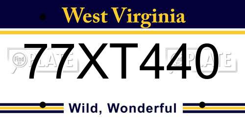 77XT440 West Virginia License Plate