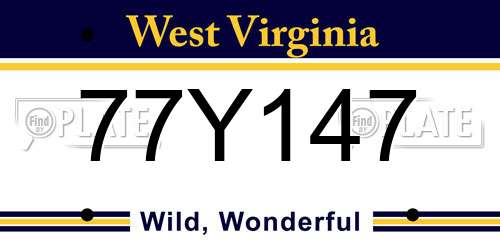 77Y147 West Virginia License Plate