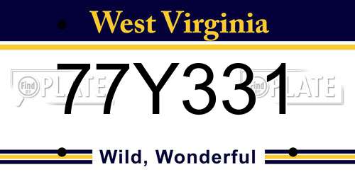 77Y331 West Virginia License Plate