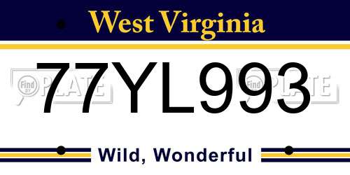 77YL993 West Virginia License Plate