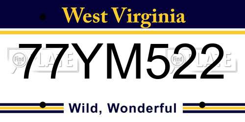 77YM522 West Virginia License Plate