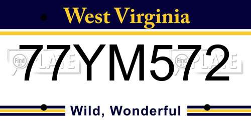 77YM572 West Virginia License Plate