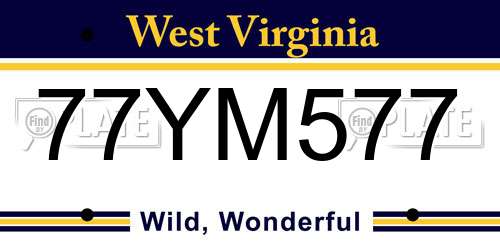 77YM577 West Virginia License Plate