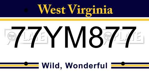 77YM877 West Virginia License Plate