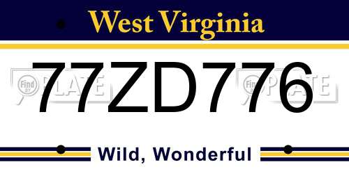 77ZD776 West Virginia License Plate
