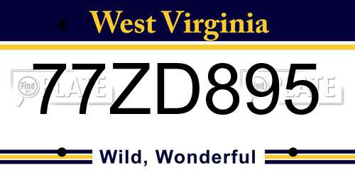 77ZD895 West Virginia License Plate