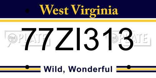 77ZI313 West Virginia License Plate