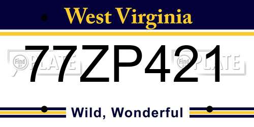 77ZP421 West Virginia License Plate