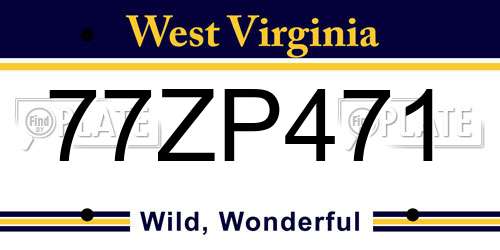 77ZP471 West Virginia License Plate