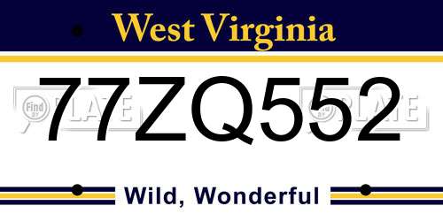 77ZQ552 West Virginia License Plate
