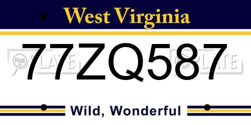 77ZQ587 West Virginia License Plate