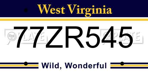 77ZR545 West Virginia License Plate