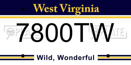 7800TW West Virginia License Plate