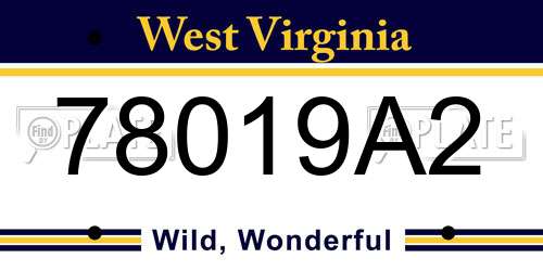 78019A2 West Virginia License Plate