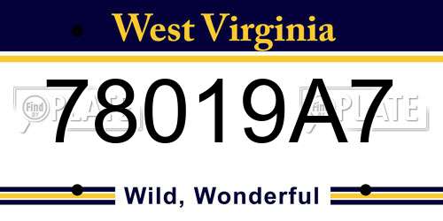 78019A7 West Virginia License Plate