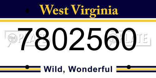 7802560 West Virginia License Plate
