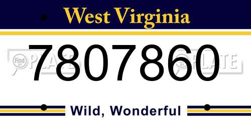 7807860 West Virginia License Plate