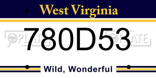 780D53 West Virginia License Plate