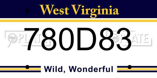 780D83 West Virginia License Plate