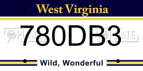 780DB3 West Virginia License Plate