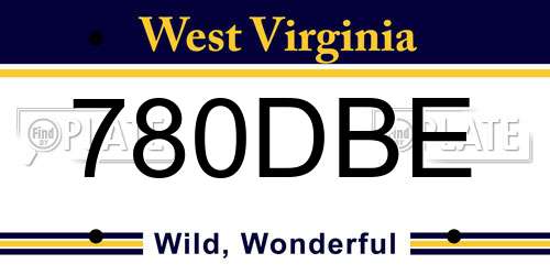 780DBE West Virginia License Plate