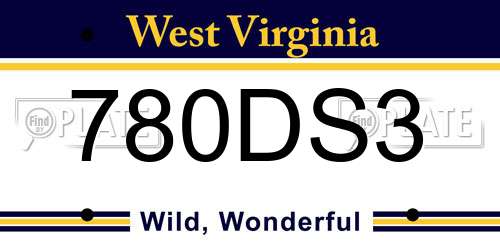 780DS3 West Virginia License Plate