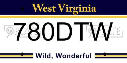 780DTW West Virginia License Plate